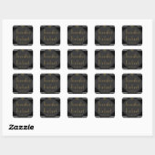 Sticker Carré Sceau Mariage d'enveloppe Art Déco Posh (Feuille)