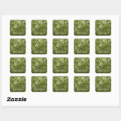 Sticker Carré Sceau Mariage d'enveloppe verte Annabelle Hydrange (Feuille)