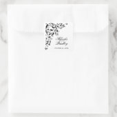 Sticker Carré Sceau Mariage élégant noir et blanc (Sac)