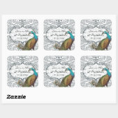 Sticker Carré Sceau Mariage Inséparable Lapis Blue Peacock (Feuille)