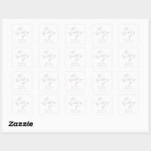 Sticker Carré Sceau Rose  Gold Mariage Enveloppe (Feuille)