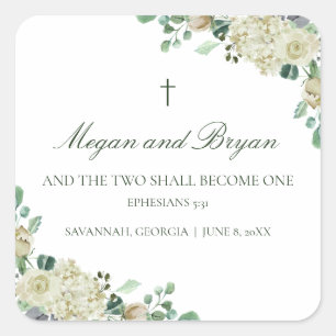 Sticker Carré Sceaux d'enveloppe de mariage chrétien élégant Meg