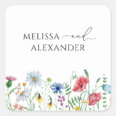 Sticker Carré Sceaux d'enveloppe de mariage de jardin bohème fle (Devant)