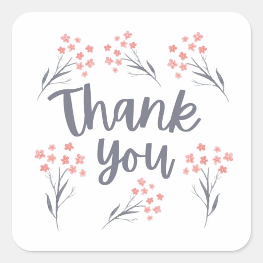 Sticker Carré Sceaux d'enveloppes florales de Merci (Devant)