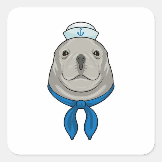Sticker Carré Sceller comme marin avec casquette marin (Devant)