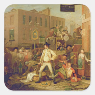 Sticker Carré Scène dans une rue de Londres, 1770 (huile sur la
