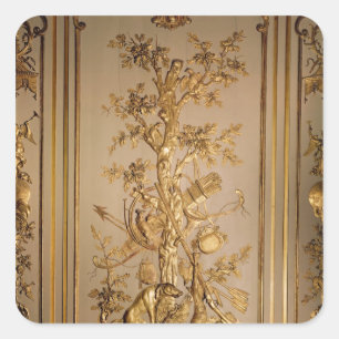 Sticker Carré Scène de chasse, panneautage en bois de diner