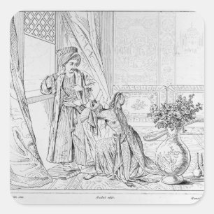 Sticker Carré Scène de la mariée d'Abydos par Lord Byron