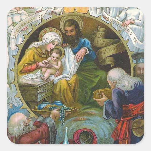 Sticker Carré "Scène de la Nativité" (Devant)