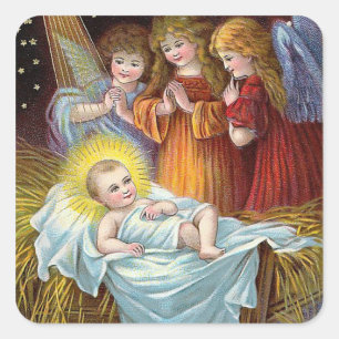 Sticker Carré "Scène de la Nativité" Noël