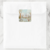 Sticker Carré Scène de l'église de Noël (Sac)