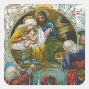 Sticker Carré "Scène de nativité "