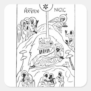Sticker Carré Scène de Nativité orthodoxe minimale