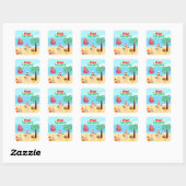 Sticker Carré Scène de Noël à la plage (Feuille)