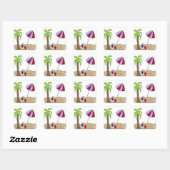Sticker Carré Scène de plage de vacances (Feuille)