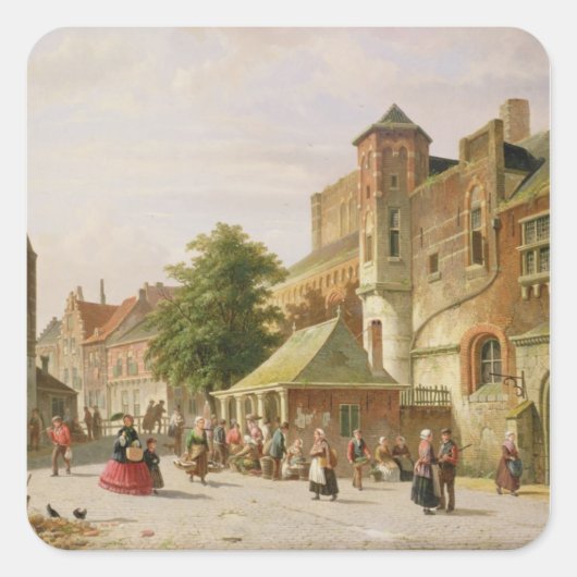Sticker Carré Scène de rue à Amsterdam (Devant)