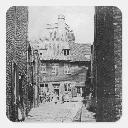 Sticker Carré Scène de rue dans Londres victorienne (Devant)