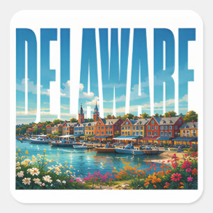 Sticker Carré Scène de voyage côtière sur le front de mer histor
