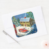 Sticker Carré Scène d'hiver de Noël (Enveloppe)