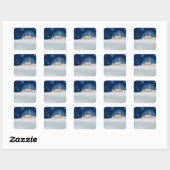 Sticker Carré Scène d'hiver de Noël (Feuille)