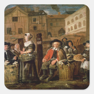 Sticker Carré Scène du marché