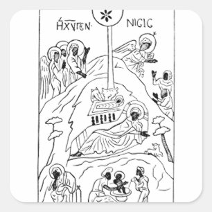Sticker Carré Scène minimale de la Nativité orthodoxe