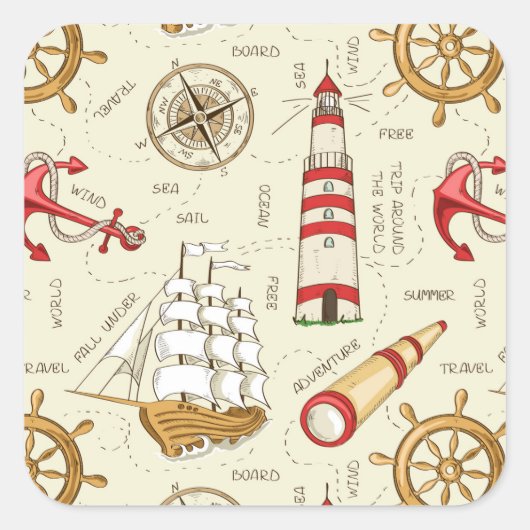 Sticker Carré Scène Océanique (Devant)