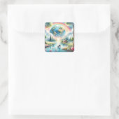 Sticker Carré Scène Whimsical Rainbow Earth Imaginaire (Sac)