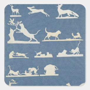 Sticker Carré Scènes animales et jeu de chats