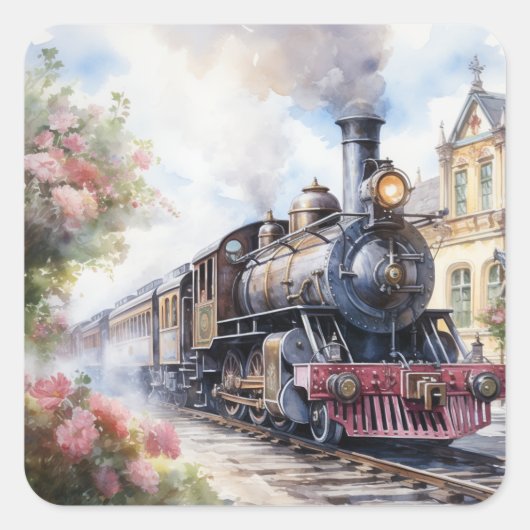 Sticker Carré Scenic Landscape a Victorian Train (Devant)
