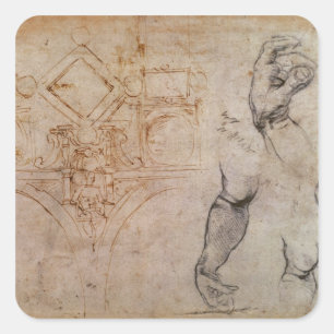 Sticker Carré Schéma du plafond de la chapelle Sixtine, c.1508