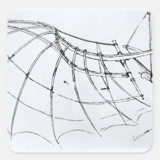 Sticker Carré Schéma d'une aile mécanique (Devant)