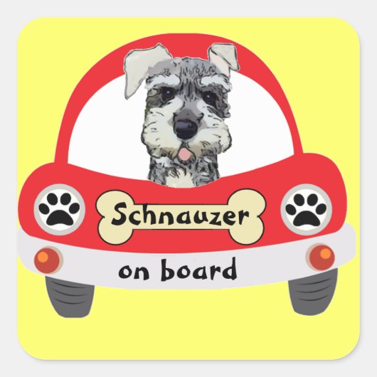 Sticker Carré Schnauzer à bord (Devant)