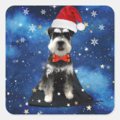 Sticker Carré Schnauzer de Noël (Devant)