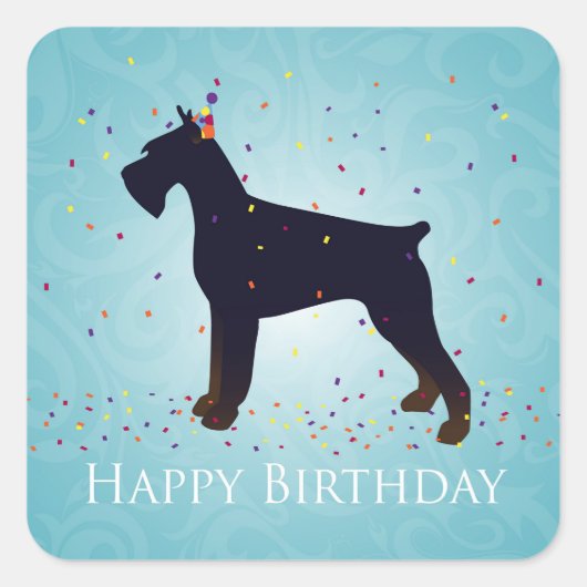 Sticker Carré Schnauzer Géant Joyeux Design d'anniversaire (Devant)