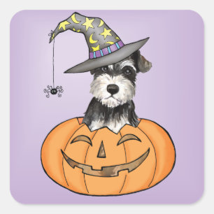 Sticker Carré Schnauzer miniature de Halloween