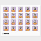 Sticker Carré Schnauzer miniature d'Halloween (Feuille)
