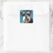 Sticker Carré Schnauzer Miniature peinture couleur de l'eau (Sac)
