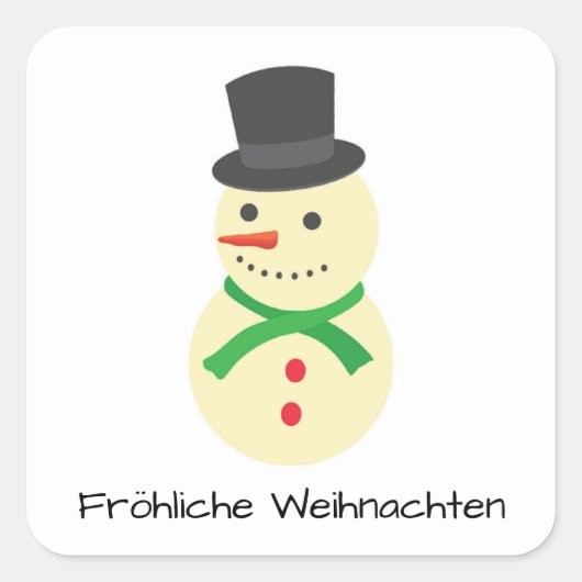 Sticker Carré Schneemann Fröhliche Weihnachten (Devant)