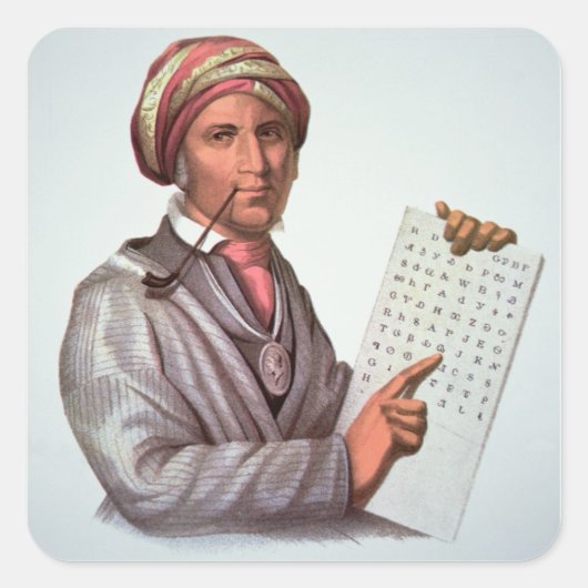 Sticker Carré Scholar Cherokee, Sequoyah (1776-1843) (couleur) (Devant)