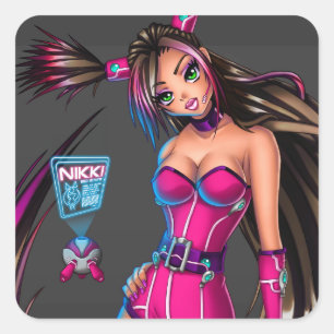 Sticker Carré Sci Fi Anime Girl Nikki