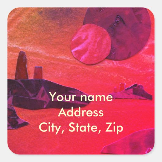 Sticker Carré Sci-Fi "Seas of Fire" en lave moulée monde alien (Devant)