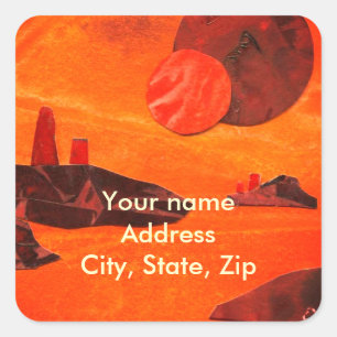 Sticker Carré Sci-Fi "Seas of Fire" en lave moulée monde alien