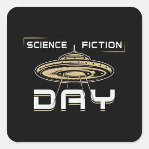 Sticker Carré Science Fiction Day Stars Space Science Alien Cade