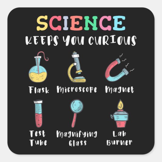 Sticker Carré Science keeps you curious (Devant)