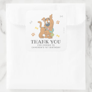 Sticker Carré Scooby-Doo Premier anniversaire Merci