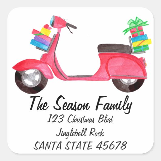 Sticker Carré Scooter avec Noël (Devant)