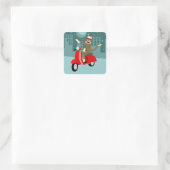 Sticker Carré Scooter de singe de choc (Sac)