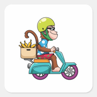 Sticker Carré scooter singe