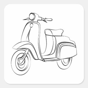 Sticker Carré Scooter vintage
